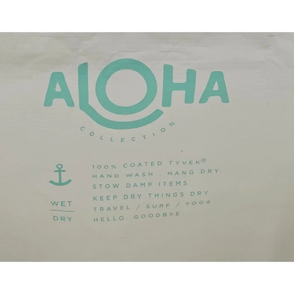 Aloha Collection Women's Aqua White Striped Splash-Proof Tote Bag Sz L 2559 - Picture 10 of 13